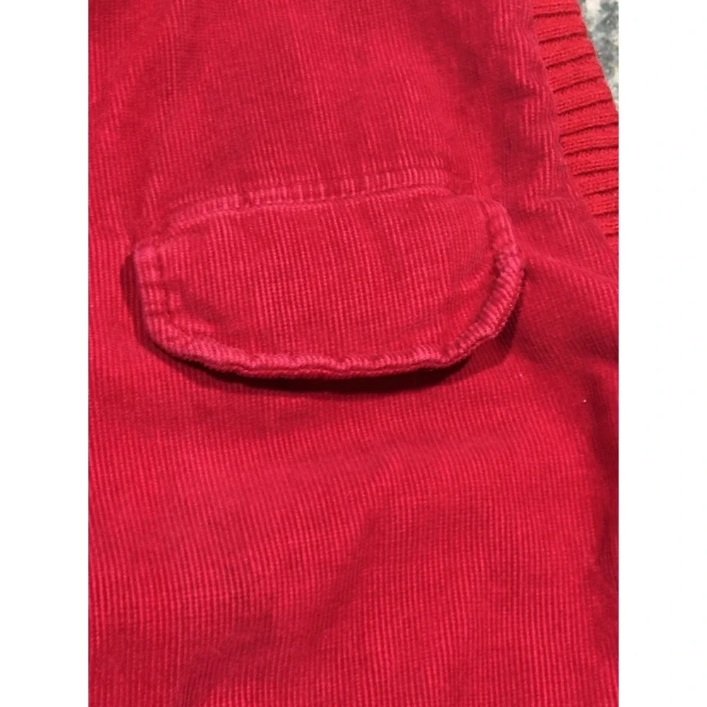 VINTAGE 1980's St. John's Bay Corduroy Vest Jacket Quilt Lined Large Red Zip Up